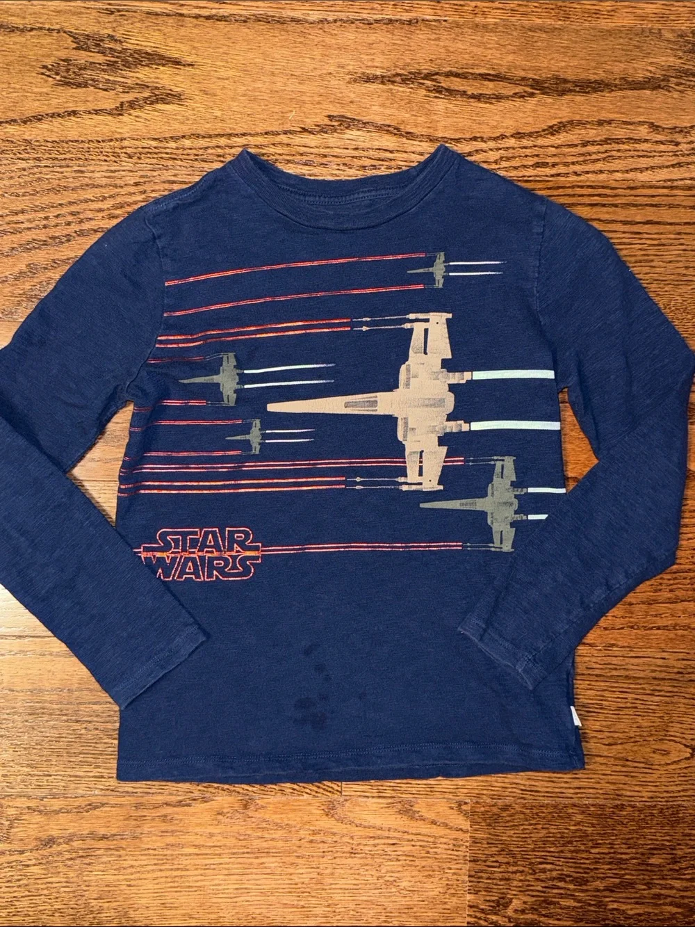 Size 8/M boys long sleeve t-shirt with Star Wars print.
